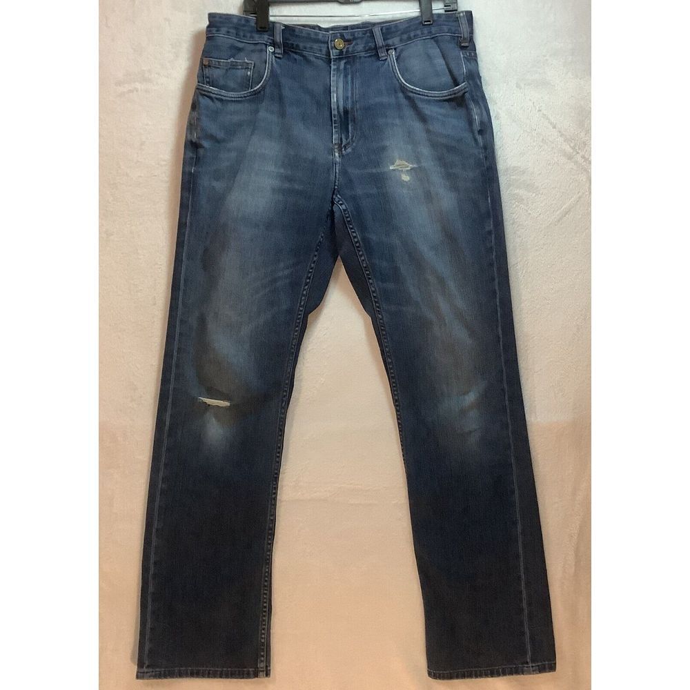 Tommy Bahama Jeans Mens 36 W x 32 L measured Blue distressed fade lightweight